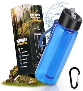 Filtro de Agua Personal Purificador Agua Portatil Botella Agua Filtro Por Viaje Filtro de Agua para Familia Emergencia Supervivencia Acampada Viaje Mochilero al Aire Libre, 640ml (BLUE)