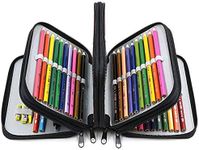 YOUSHARES 72 Slots Pencil Case - Handy Large Capacity Oxford Multi-Layer Zipper Pencil Bag for Color Pen, Colored Pencils, Watercolor Pens, Makeup Brush, Cosmetic Brushes, Gel Pen, etc (Black)