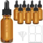 Bumobum 8 Pack 15 ml Amber Glass Bottles Eye Dropper Bottles with Labels and Funnel, Glass Bottle with Measured Dropper