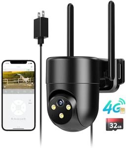 LIWAN 4G LTE Cellular Security Camera Outdoor Wired, No WiFi Security Camera, Plug-in for 24/7 Recording, 360° View, 2K Color Night Vision, 2-Way Talk, Built-in SIM Card and 32G Memory Card, Black