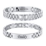 TempBeau Daddy Gifts Mens Bracelets : Engraved Dad Silver Link Chains BEST DAD EVER Stainless Steel 21cm Jewelry Gift in Father's Day Birthday Thanksgiving Christmas