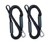 Pactrade Marine Boat Pontoon Kayak PWC Jet Ski Bungee Dock Line Mooring Rope 4'-5.5' with SS316 Snap Hook Salt and Fresh Water Use 2 Pack (Black)