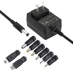 SoulBay 5V Power Supply AC 100-240V to DC5V 3A Adapter Charger Power Cord with 8 Tips for Fan Tablet Camera Speaker MP3 MP4 CD Player GPS Router and More 5V Devices, 2.5A 2A 1.5A 1A Compatible