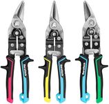 DURATECH 3PCS Aviation Snips Set | 10 Inch Left Straight Right Cut Tin Snips for Cutting Metal Sheet | CR-V Steel Heavy Duty Tin Snips with Visible Cutting Length