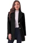 Allegra K Women's Notched Shawl Collared Buttons Overcoat Single Breasted Long Winter Coat with Pockets Black Large