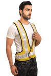 ReflectoSafe Jacket for Safety Reflective for Cycling Running Walking Night Safety High Visibility Vest with Horizontal and Vertical Reflective Strips Construction Worker Safety - Yellow (Pack of 3)