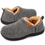 LongBay Men's Warm Memory Foam Slippers Home House Indoor Outdoor Anti-Slip Winter Shoes Grey, 8/9 UK