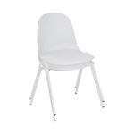 Roomnhome Stackable self-Assembly Plastic seat and Durable Steel Frame Kitchen, Dining, Bedroom Chair Set of 2(White)