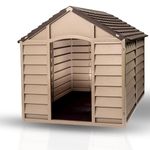 Samuel ALEXANDER Plastic Dog Kennel-Indoor/Outdoor Dog House Shelter, Weatherproof and Durable - Perfect for Garden and Home (Brown, 71x71x68cm)