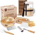 Sourdough Bread Baking Supplies and Starter Kit - Ultimate Bread Making and Sourdough Starter Kit with Proofing Baskets, Sourdough Jar, Bread Lame, Scrapers, and Danish Whisk