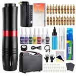 HAWINK Tattoo Kit Wireless Gun Machine with 1500mAh Battery 7 Tattoo Ink 20PCS Cartridge Needles Wireless Rotary Pen EM154EN02P199UK-1