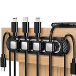 Dracool Magnetic Cable Management 6 Slots Cable Holder Cable Clips Self Adhesive Cable Tidy Wire Holder Organiser for Desktop Office Home USB Charging Power Cord Mouse Cable - Black