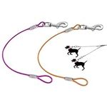 Miao Chuai Chew Proof Dog Leash Extension Lead,24in Metal Cable Lead Non Chewable Braided Cord Non-Tangle Connect Leash for Any Leash & Collar & Harness,Chew Resistant (2Pack Orange+Purple)