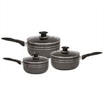 SQ Professional UNA Rhea Saucepans with Lid Aluminium Black Saucepan Sets Non Stick 3 Piece Kitchen Pots Set Induction Hob Saucepan Sets (22-26cm)