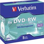 Verbatim 43285 DVD-RW 4.7GB 4x 5 pack, Individually cased