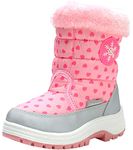 Ahannie Toddler Girls Warm Snow Boots, Kid Outdoor Insulated Winter Boot with Side Zipper(CA-Toddler/Little Kid)(Size: 5 Toddler, Color: Pink)