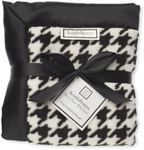 SwaddleDesigns Cozy Stroller Blanket, Black Puppytooth with Satin Trim