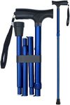 YAMTHR Walking Cane Folding Cane, Adjustable Walking Cane for Women, Foldable Cane, Folding Cane for Men, Canes for Seniors, Adjustable Cane, Walking Stick Supports up to 250 Pounds (Blue)