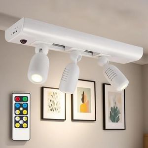 HONGUT Track Lighting, LED Track Light Fixtures with 3 Rotatable Lights Heads, LED Ceiling Spotlights Counter Lighting with Remote Control for Kitchen Under Cabinet Picture Display Accent Lighting