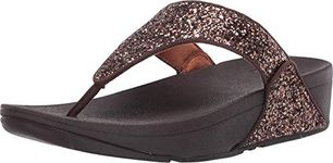 Fitflop Women's Lulu Toe Post Glitter Flip Flop, Chocolate Metallic, 7 UK