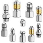LaWana sewer jetter kit for pressure washer,pressure nozzle for Power Washer, 10 Pieces,Button Nose Jet Nozzle,sewer cleaning tool high pressure nozzle