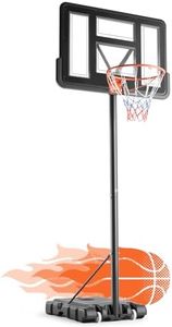 DUMOS 10FT Adjustable Height Portable Basketball Hoop Outdoor for Kids/Youth/Adult, 44 Inch Shatterproof Backboard w/Shock Absorbent Rim, Fillable Base, 2 Wheels for Swimming Pool/Indoor