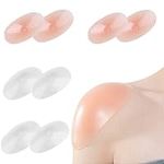 LUENES 4 Pairs Soft Silicone Shoulder Pads, Shoulder Pads Invisible Breathable Silicone Shoulder Anti-Slip Shoulder Pad Sticky Pad, Reusable Shoulder Adhesive Soft Anti-slip Shoulder Pads