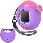 Silicone Case Compatible with Tamagotchi Pix Virtual Pet Game Machine, Protective Gel Soft Skin Cover for Tomagatchie Giga Pet Mini Toy, Travel Carry Pouch Sleeve with Hand Strap-(Purple), Bag Only