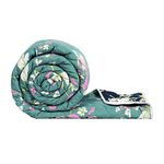 Divine Casa Floral Microfibrer All-Season 150 GSM Printed Reversible Double Bed Size Quilt Comforter Blanket - (254 x 230 CM, Sea Green and Blue)