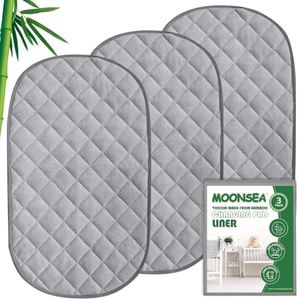 Diaper Changing Pad Liner Non-Slip, Waterproof Terry Mat Changing Pad Cover Liner, Quilted Absorbent Bassinet Liners Washable, 3 Pack 13"x 26" Reusable Portable Changing Table Pad Grey