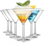 Yopay Set of 6 Unbreakable Martini Glasses, 10 Ounce Cocktail Glasses for Whiskey, Margarita, Manhattan, Holiday, Party, Reusable, Break Resistant, Clear Polycarbonate Glassware