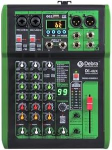 D Debra 4 Channels Professional Audio Mixer with 99 DSP Digital Effects USB MP3 Input 48V Professional Phantom Power for DJ Mixer Console Home Karaoke Recording Studio (DI-4UX)