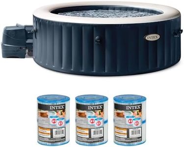 Intex PureSpa Plus Portable Bubble Jet Spa Inflatable Hot Tub with 2 Headrests, Insulated Cover, and Spa Filter Replacement Cartridges (6 Pack)