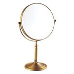 Plantex Premium Brass Magnifying Mirror/Dual Side Makeup Mirror with Stand/Shaving Mirror for Bathroom with 5x/1x Magnification (8 Inch-Brass Antique/Tabletop)