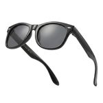 Komonee Kids Flexible Sunglasses Polarized Black Silicone Drifter Classic Style Retro Sun Shades Eye Glasses UV400 Unisex For Boys and Girls Age 3-10