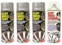 3 x E-Tech Silver Wheel Paint and 1 x Clear Lacquer Car Alloy Wheel Spray Paint (4 Cans In Total)