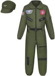 maxToonrain Kids Pilot Costume 2PCS Fighter Jet 3-12 Years Boys and Girls Aviator Costume for Halloween Christmas World Book Day (10-12 Year, XX-Large)