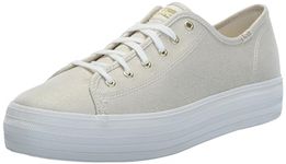 Keds Women's Triple Kick Metallic Text Sneaker, Gold, 8 M US