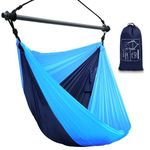 Hammock Chair, Portable Outdoor Hanging Rope Swing, Max 500 Lbs, Collapsible and Lightweight Nylon Parachute Hammocks Chair for Indoor, Backpacking, Travel, Backyard, Patio, Hiking (Navy,Blue)