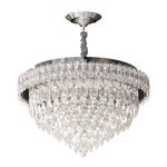 LEDSone Modern Chandelier LED Crystal Ceiling Mount and Hanging Light Fittings Round Raindrop Chandelier with Bulb W17.8-inch
