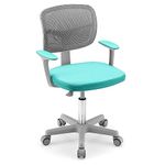 COSTWAY Kids Computer Desk Chair, Children Task Study Chairs with Lumbar Support, Sit-Brake Casters, Adjustable and Swivel Mesh Chair for School Home Office (Mint Green)