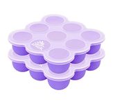 ARSUK Silicone Baby Food Storage Containers Weaning Pots Moulds Jars Flexible Freezer Trays with Lid to Freeze Baby Food (Silicone Tray Pack of 2)