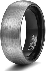 TRUMIUM Tungsten Rings for Men 8mm Dome Brushed Black Wedding Band Size 12