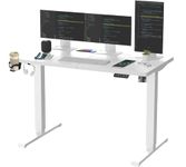 SANODESK QS1+140 * 60 Electric Standing Desk Height Adjustable Standing Desk Sit Stand Desk Adjustable Desk 4-Memory Smart Pannel (White Frame+ White Desktop)