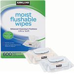 Kirkland Signature Moist Flushable Wipes 10 x 60 Pre-moistened Wipes for the Entire Family