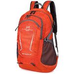 Loocower 45L Ultra Lightweight Foldable Backpack Hiking Daypack Walking Rucksack Water Resistant Packable Camping Mountaineer Outdoor Sport Knapsack for Men Women(04.Orange)