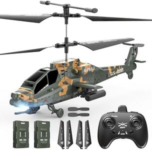 DEERC Apache RC Helicopter for Adults & Kids, 2.4GHz Military Remote Control Helicopter, 2 Batteries, 26 Mins Flight, LED Lights, Altitude Hold, One-Key Take Off, Indoor Friendly, Gift for 8-12 Boys