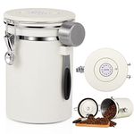 Coffee Canister,Coffee Container,22 OZ Airtight Stainless Steel Kitchen Food Storage Container for Coffee Beans,Grounds Tea,Cereal,Sugar,Coffee Jar with Date Tracker and Scoop,Beige.