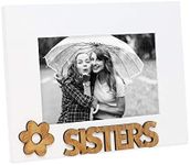 Isaac Jacobs White Wood Sentiments “Sisters” Picture Frame, 4x6 inch, Photo Gift for Family, Display on Tabletop, Desk