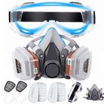 SGTBLV Full Face Respirator Mask, Reusable with Filters, Anti Fog, for Spray Paint, Chemicals, Epoxy Resin, Welding, Sanding, Dust Protection (Half Face Set + 20x Filter Cotton)
